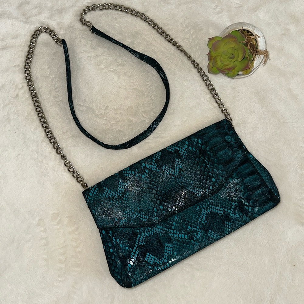 Barney’s New York Women’s Small Suede Snake Skin Pattern Purse